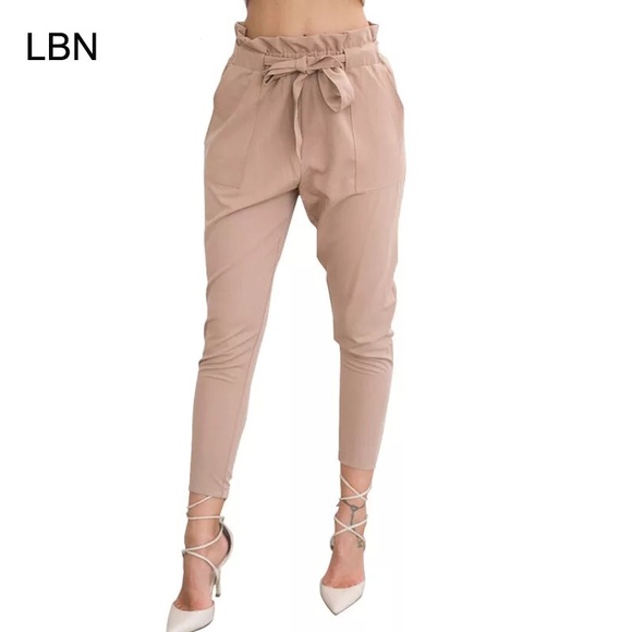 Pants - 2 Bow tie draw string High waisted paper bag pants